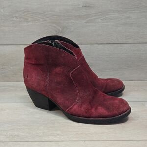 Born Women's Suede Ankle Boots Heels Moto Shoes Sz 10M